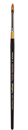 KINGART Premium Original Gold 9515-4 Pointed Filbert Series Artist Brush, Golden Taklon Synthetic Hair, Short Handle, for Acrylic, Watercolor, Oil and Gouache Painting, Size 4