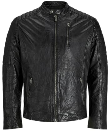 JACK & JONES Chaqueta de piel para hombre Jjerichard Noos, Negro, XS
