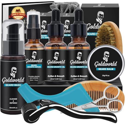 Bartpflege Set für Männer mit Bartroller Dermaroller,Pflegeset für Herren,Männergeschenke für geburtstagsgeschenk und Weihnachten,Tolles Geschenkset für Männer,Geschenk für Freund und Vater