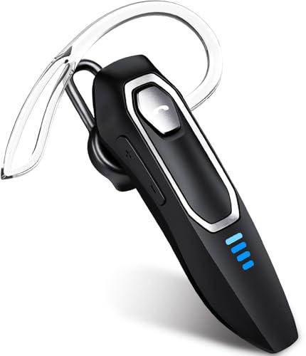Bluetooth-headset V5.4, Bluetooth-öronsnäcka med ett öra med Micros, brusreducerande handsfree trådlöst headset för mobiltelefon med 36H samtalstid/tyst funktion (svart grå ram)