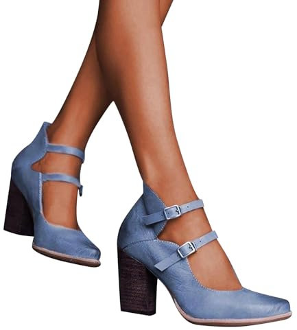 Generisch Mary Jane Chaussures à talons hauts pour femme Chaussures à talons hauts Chaussures de fête Chaussures de mariage avec talon bloc Chaussures pour femme élégantes et confortables Ballerines