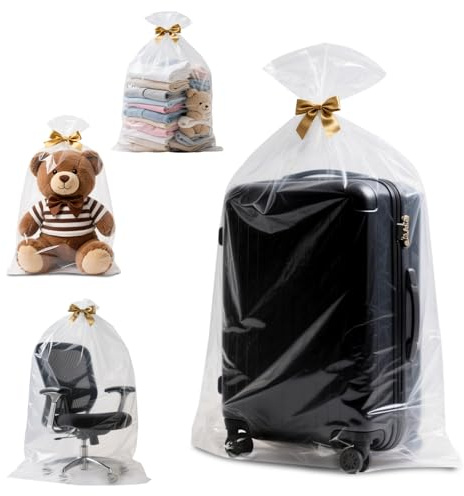Origuuds Bolsas de Plástico Transparentes, 90cm x 120cm Extra Grandes para Almacenamiento Bolsas Planas Abiertas para Ropa, Edredones, Cojines y Ropa de Temporada (50 µm/5 Unidades)