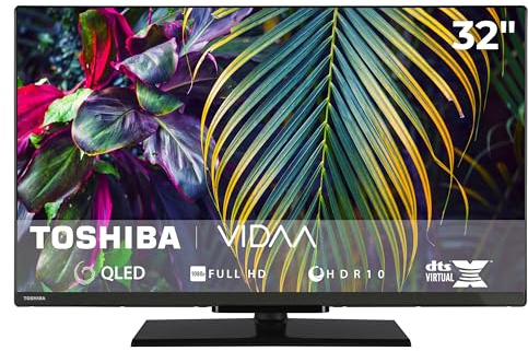 Toshiba QLED TV 32QV3F63DA Smart TV VIDAA Full HD QLED TV HDR smart TV med trippelmottagare och Bluetooth