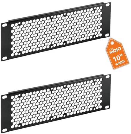 Tecmojo 10 Pulgadas 2U Panel Ciego Ventilado de Acero para Montaje en Rack, para Armarios de Servidores de 10 de Ancho, Gabinetes de Red, Centros de Datos, Laboratorios Domésticos, 2 Unidades, Negro