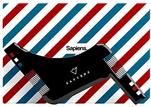 Pettine Tracciatore per contorno barba Sapiens Barbershop - Stencil delinea barba - Strumento di Styling per la Rasatura e il Taglio dei Contorni di Barba Uomo + Istruzioni