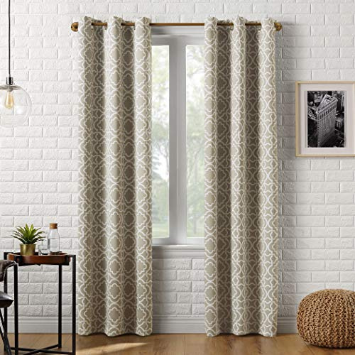 Sun Zero Barnett Trellis Blackout Grommet Curtain Panel, 40 x 63, Taupe
