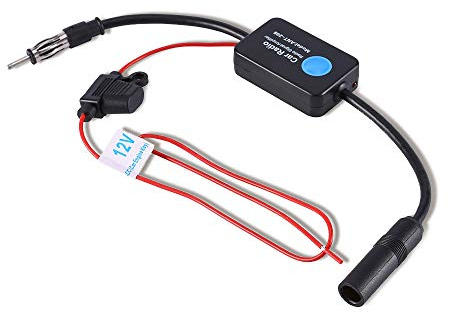 Car Antenna Amplifier Booster, Universal 12V 18mA Car FM Radio Aerial Antenna Reception Amplifier Booster 80-108 MHz