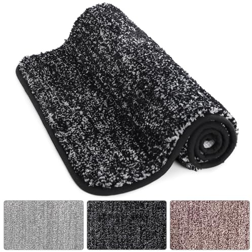 Lifewit - Alfombra de Suelo para Interiores (90 x 60 cm, con Perfil bajo, superabsorbentes, Alfombrilla de Entrada de Goma, Antideslizante, Lavable a máquina, para alfombras de Interior (Negro, 90 x