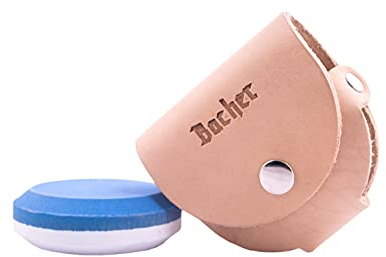 Bacher Puck Pietra per Affilare Ascia - Affilacoltelli Grana 120/600 - Affila lama Asce - con Custodia in Pelle