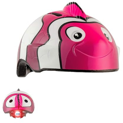 Crazy Safety Kinder Fahrradhelm | Fahrradhelm Kinder 2-7 Jahren für Fahrrad, Skateboard, Radsport, Laufrad, Tretroller, Inlineskates | Leichter und Verstellbarer 3D Tierhelm 49-55 cm (Fisch Rosa)
