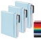 feela Notizbuch A6, 3 Stück Notizbücher Set, Journale Buch Bulk mit 3 Gelstiften schwarz, 80 GSM, 112 Seiten, 8,89x13,97cm, Mini Notizblock Set geeignet für Büro und Schule, hellblaues Notizheft