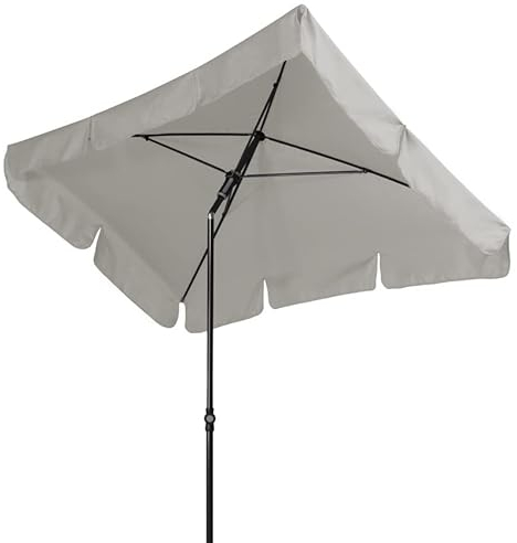 Doppler Sonnenschirm Sun Line Waterproof 185 x 120 cm mit Volant, UV-Schutz 80, hellgrau