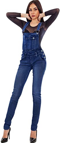 Toocool Salopette jeans donna overall tuta intera jumpsuit pantaloni XM-987 [S,NG-186 blu]