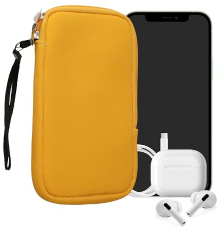kwmobile Universellt neoprenfodral för smartphone - skyddsfodral med dragkedja för L - 16,5 cm honungsgul