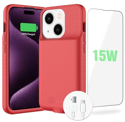 BOPPS Funda de batería rápida 15 W para iPhone 15/15 Pro, ultradelgada, ligera, potente, 7000 mAh, recargable, anticaídas, TPU de, antideslizante