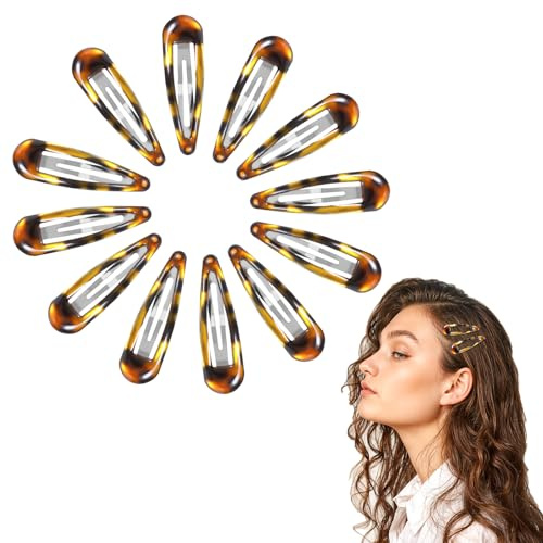 Nogeqi 12 PCS Metal Hair Clips, Vintage Tortoise Hair Clips, Snap Barrettes for Women & Girls, Suitable for All Hair Types