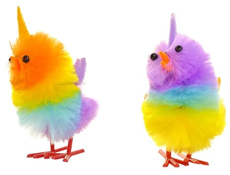 Rubies Pollito Unicornio Rainbow Pascua, 5.5 centímetros, Paquete de 24 Unidades, Decoración Pascua, Figura Pollitos, La Mona