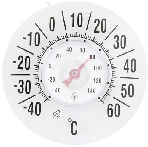 Thermomètre à fenêtre Thermomètre à fenêtre ronde transparente pour la température extérieure l'extérieur Batterie sans batterie auto-étanche de mesure de la température la accesso