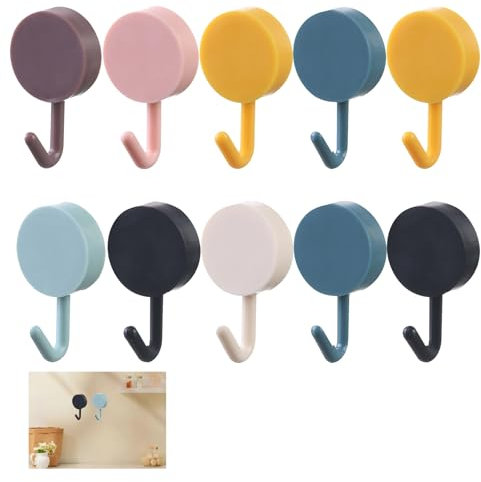 10 Stück Haken Selbstklebend, Bunt Kreativer Kleine Selbstklebende Wandhaken,Wand Klebend Schlüsselhalter Kleiderhaken Kinder,Kunststoff Schlüsselhaken Klebehaken Klein für Kinderzimmer Dekorative