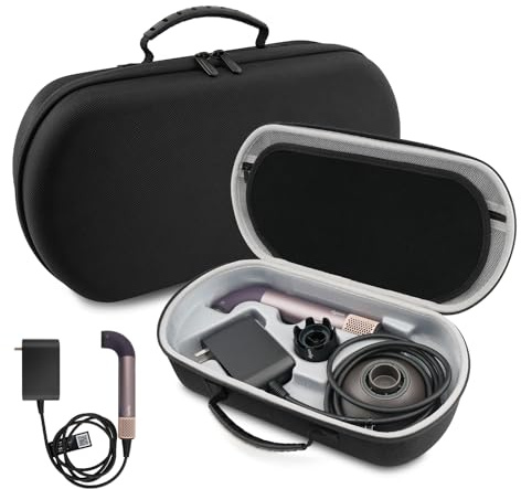 XINGFUDAO Custodia da trasporto compatibile con asciugacapelli Dyson Supersonic R, borsa da viaggio rigida compatibile con accessori Dyson Supersonic R, Nero , M, Custodia portatile per asciugacapelli