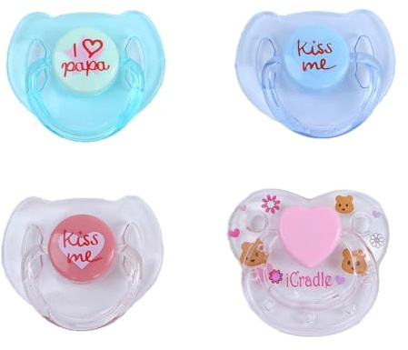 4 Pieces Reborn Doll Magnetic Pacifier, Simulation Magnetic Pacifier Toy for Re-Born Baby Dolls, Pretend Play Toy for Baby Doll Feeding Set, Reborn Dolls Accessories,for Boys Girls 0+ Months