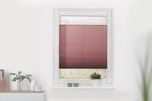 Lichtblick Plissee Klemmfix, ohne Bohren, verspannt, lichtdurchlässig, Blickdicht, Uni, mit eleganter Crushed Optik 60 cm x 130 cm (B x L), Altrosa