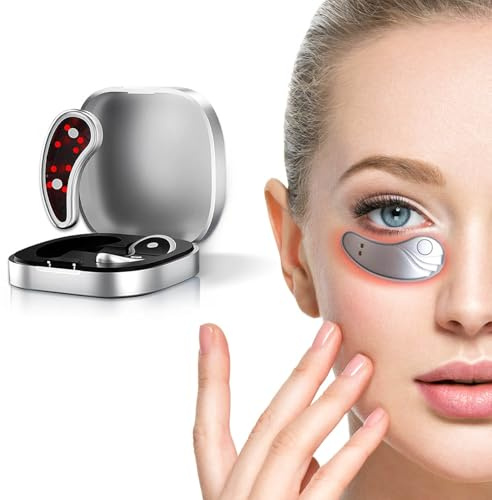 Maschera per terapia a luce rossa per occhi, massaggiatore per occhi con luce rossa, patch massaggiante portatile sotto gli occhi, maschera ricaricabile a LED per terapia della luce per anti