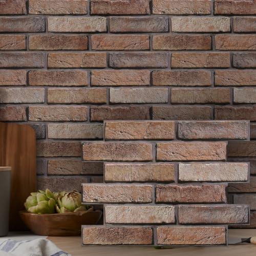 Paneles de Pared 3D Autoadhesivos Ladrillo, 10 Piezas, 30 x 40 cm, Autoadhesivos PVC 3D Decorativo Panel de Pared de Ladrillo para Salón Oficina Cocina, Impermeables