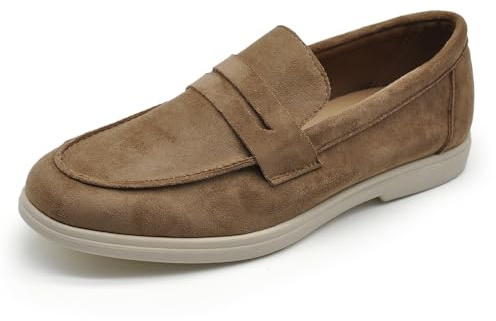 IF Fashion Scarpe Mocassini Slip On Loafers da Uomo in Camoscio Sintetico Pelle Scamosciato Eleganti e Casual 2Y353-1 Camel N.43
