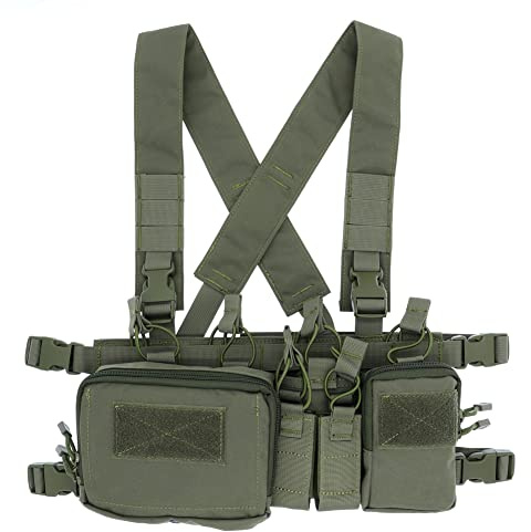 OAREA Taktisk bröstväst Rig 500D Molle taktisk väst med flera fickor, OD, M