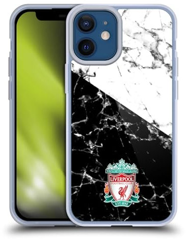 Head Case Designs Officially Licensed Liverpool Football Club Black White Crest Marble Gel Case [Military Grade Protection] Compatible with Apple iPhone 12 Mini and Compatible with MagSafe