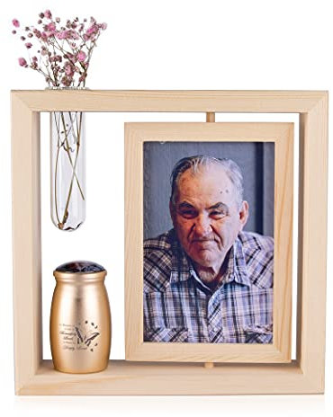 Cadres photo commémoratifs personnalisés pour la perte d'un être cher et petite urne personnalisée pour cendres humaines avec photo et message – Cadeaux de condoléances pour la perte d'un être cher