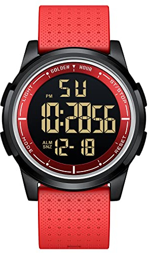 Golden Hour Relojes Digitales Impermeables Deportivos Ultrafinos para Hombre con Pantalla Gran Angular Correa de Caucho Reloj de Pulsera para Hombre Mujer