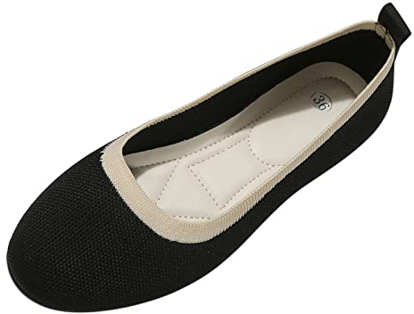 Stoff Ballerina Damen Atmungsaktiv Stricken Bequem Elegant Schuhe Flache Schuhe Leder mit Flachem Weiche Günstig Sportschuhe Balerinaschuhe Geschlossene Breite Füße Ballerinas Freizeitschuhe