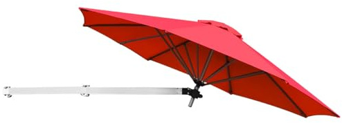 COSTWAY 2.5M Wall Mounted Garden Cantilever Parasol, Balcony Umbrella with Adjustable Pole, Tilted Design and Wind Vent, 8-Rib Outdoor Waterproof Hanging Sun Shade for Patio Market