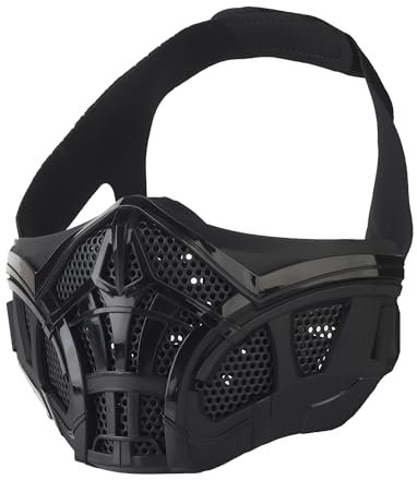Airsoft Half Face Masks, Adjustable Breathable Tactical Paintball Protective Mesh Mask for Masquerade Party Halloween Cs Game (Black)