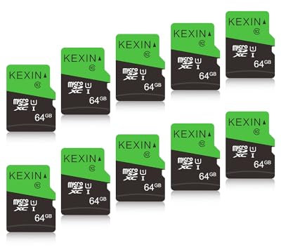 KEXIN Tarjeta Micro SD de 64 GB Clase 10 Micro SDHC UHS-I Tarjeta de Memoria C10, U1 para Tableta, Smartphone, dron, cámara de salpicadero