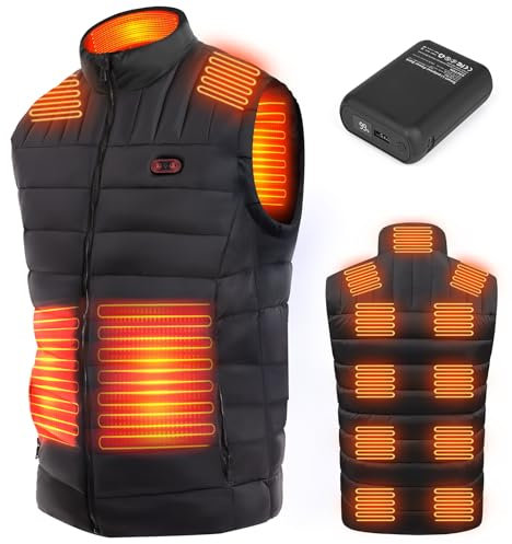 GuKKK Chaleco Calefactable para Mujeres Hombres, 20000mAh Chaleco con Calefacción Eléctrica USB, Carga Chaqueta Calefactora 15 Zonas de Calentamiento, Chaleco Térmico Ajustable con 3 Temperatura(M)