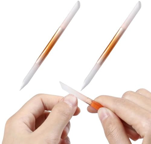 Fc'Noqgn 2 Pezzi per Modellare Le Unghie, spingi cuticole in Vetro - Bastoncino per Unghie a Doppia estremità - Strumenti di qualità per Unghie in Vetro - Lima per Calli e Pelle secca (Arancione)