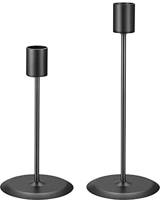 2 Pcs Candle Candlestick Holders, Tapered Candle Pillar Holders Stands Vintage, Black Table Candle Holders for Wedding, Living Room, Dinners Ornaments Decorations