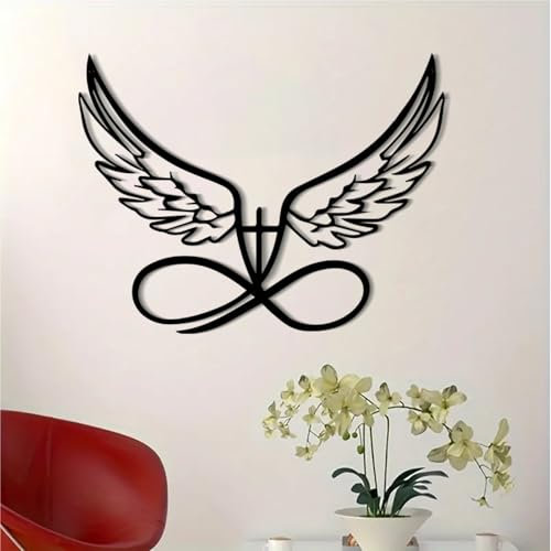 DUOOLN Angel Wings Metal Wall Art, Abstraction Wings and Heart Metal Wall Decor，Minimalism Angel Wings Wall Hanging,WallSculpture Indoor Outdoor Wall Decor Hanging for Home Bedroom Living Room Garden
