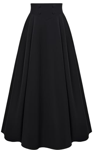 SCARLET DARKNESS Jupe longue plissée style victorien vintage élastique taille haute pour femme
