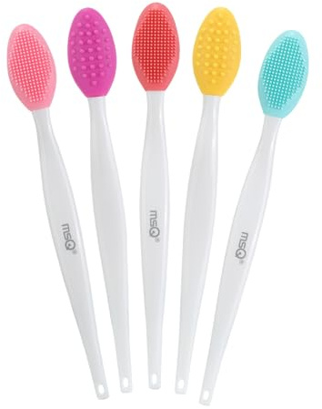 MSQ Silicone Exfoliating Brush 5 Pcs Double-sided Soft Lip Brush Nose Blackhead Clean Lip Scrubber Tool Double-Sided Lip Scrub Brushes