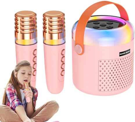 Yanayi Karaoke para Niños | Caja De Sonido con Luces LED,Altavoz de Karaoke con Micrófono,para Práctica De Canto En Casa Reunión Familiar Fiesta De Cumpleaños