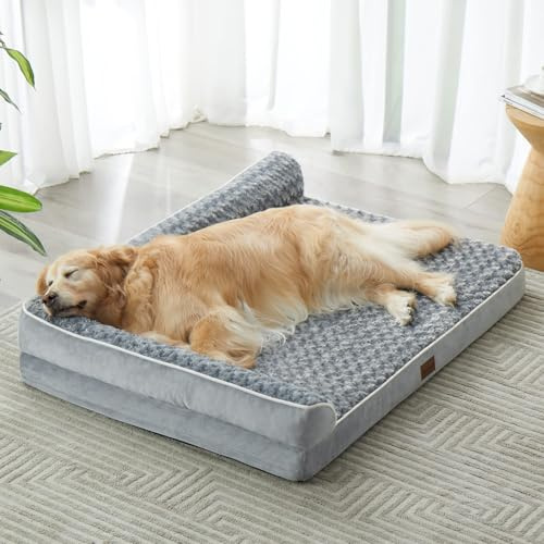 Quilmfoam Orthopedic Dog Bed for Large Dogs, Big Waterproof Dog Bed Large with Removable Washable Cover and Non-Skid Bottom, Medium Washable Raised Dog Sofa Bed for Dogs Large Beds