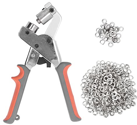 Grommet Tool Kit 10MM, 550 Sets of Eye Button Press Handheld Pliers, Metal Grommet Punching Tool Kit with Iron Alloy, DIY Clothing and Tent for PVC Banners, Tarps, Garments,