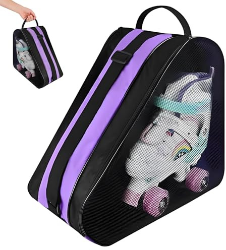 Plumaire Roller Skate Bags, Ice & Inline Skates Bag, Roller Skate Bags, Breathable Skates Bag, with Adjustable Shoulder Strap and Top Handle, for Both Kids and Adults, Violet