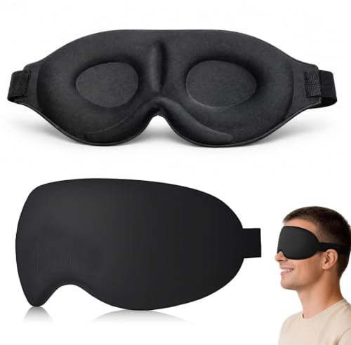 QOWUXHZ 1 Antifaz para dormir, antifaz 3D de espuma viscoelástica, bloqueo total de la luz, alivia la fatiga ocular, ideal para siestas, viajes y sueño nocturno