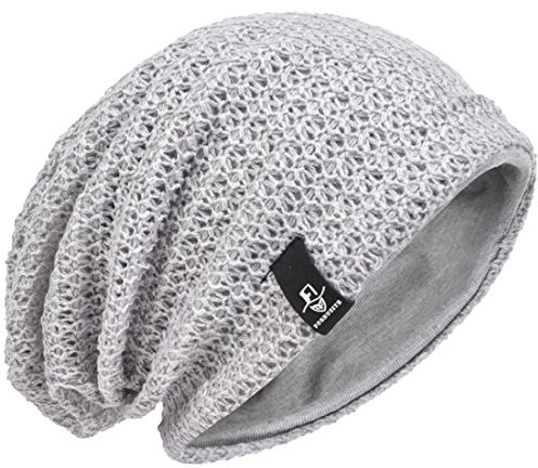 VECRY Men's Slouchy Beanie Knit Rasta Skull Cap for Summer Winter (Light Grey)