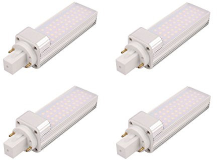 Lot de 4 x LED G24 Blanc chaud 2700K lampe fluorescente compacte,rotatif en aluminium lampe G24 2-pins LED CFL/lampe fluorescente compacte,13 W 1300LM 28 W CFL